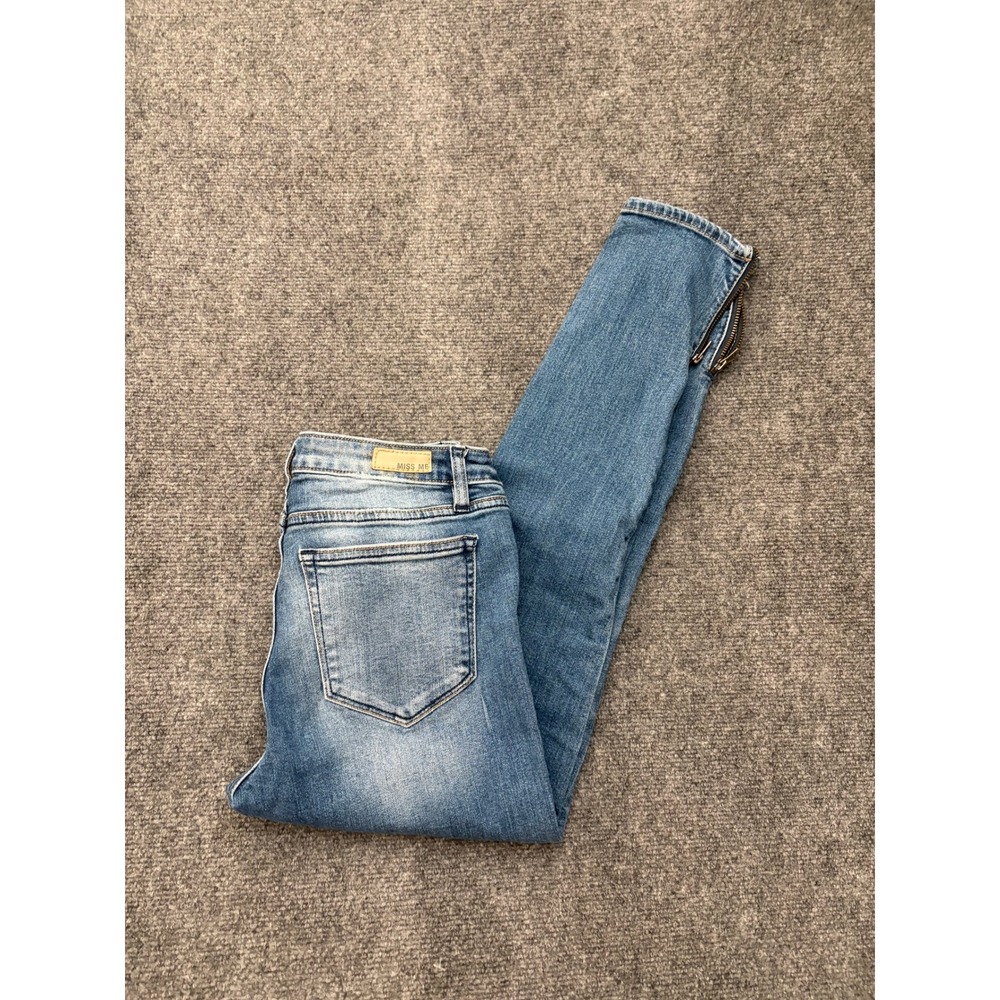 Miss Me Ankle Skinny Jeans Medium Wash Raw Hem Zipper M2061AK Mid rise Size 27